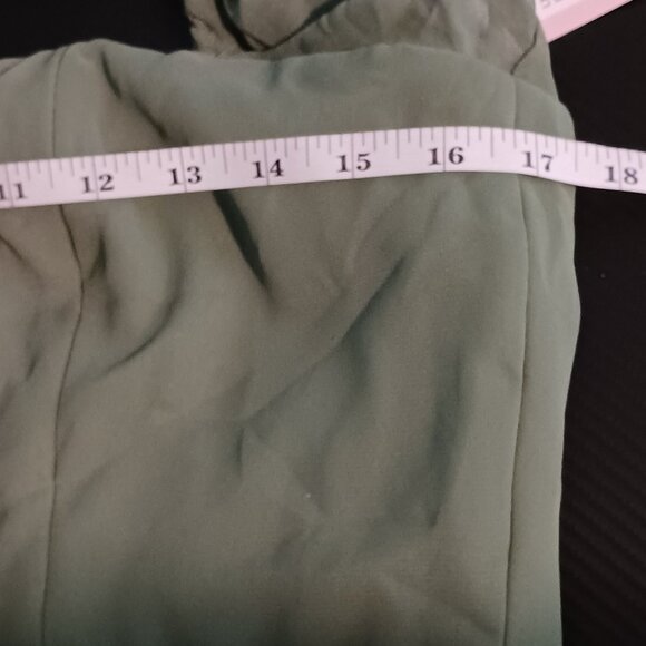 NEW After Six Puff Sleeve Chiffon Maxi Dress w/ Front Slit, Vineyard Green, 14 - Picture 13 of 15